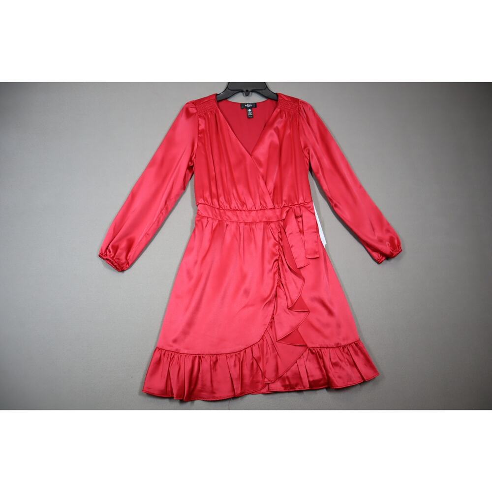 Aqua Girl Pink Silk Looking Long Sleeve Dress‎ Size L 10/12